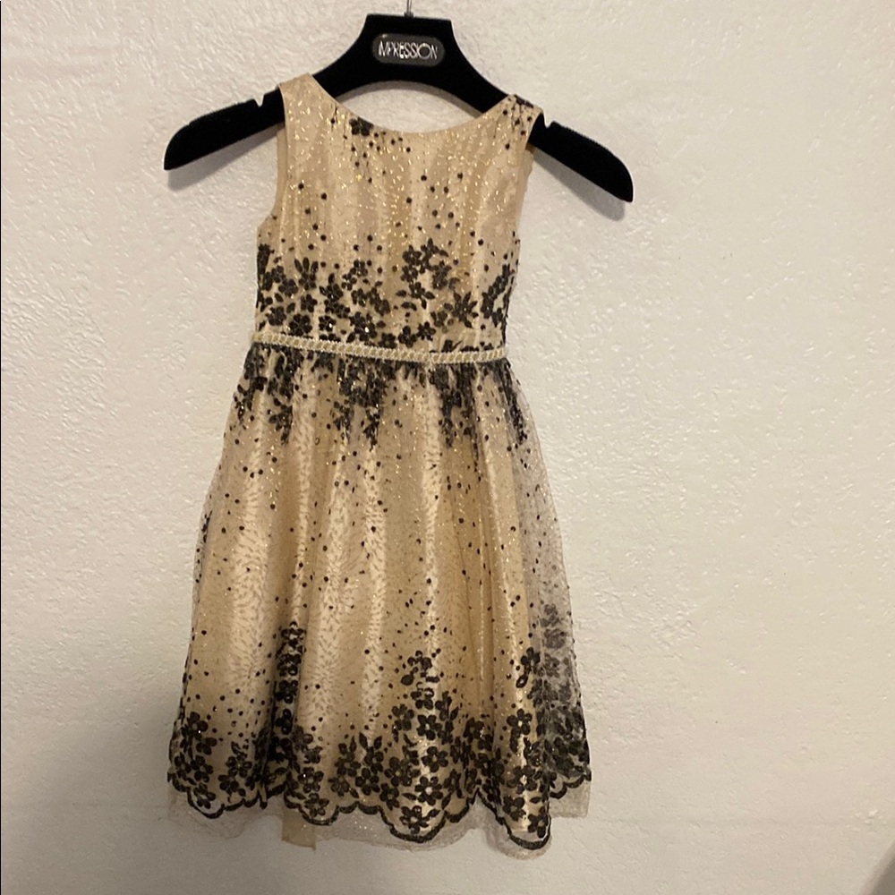 Charming Cream and Black Kids Dress by